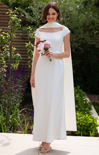 Zara Duchess Satin Scarf (Ivory) by Alie Street