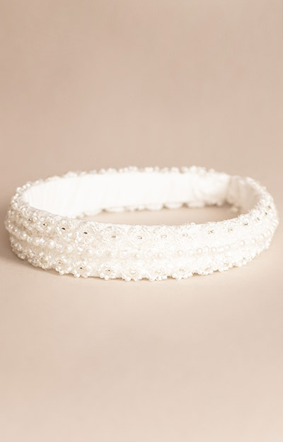 Headband Pearl Beaded Ivory Cream by Alie Street