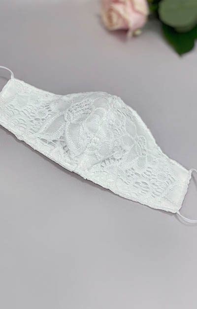 Lucia Bridal Face Mask & Bag (Ivory White) by Alie Street