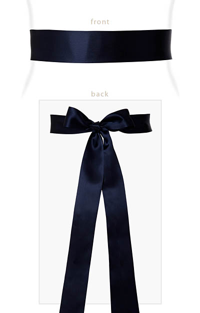 Smooth Satin Sash Slim Midnight Blue by Alie Street