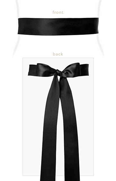 Smooth Satin Sash Long Black by Alie Street