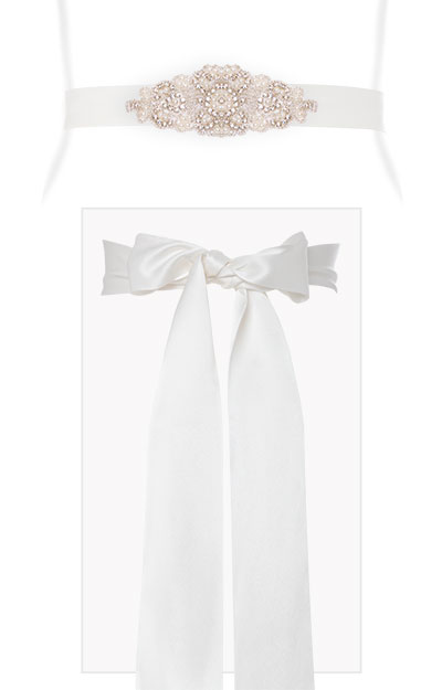 Victoria Pearl Beaded Sash Ivory by Alie Street