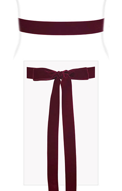 Velvet Ribbon Sash Burgundy by Alie Street