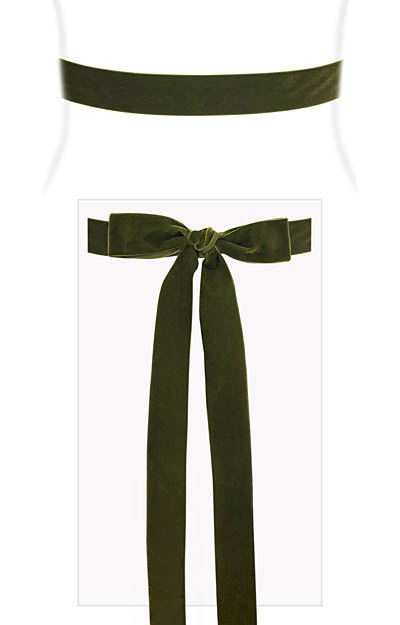 Velvet Ribbon Sash Moss Green by Alie Street