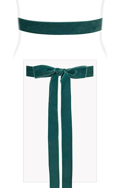 Velvet Ribbon Sash Teal Green by Alie Street