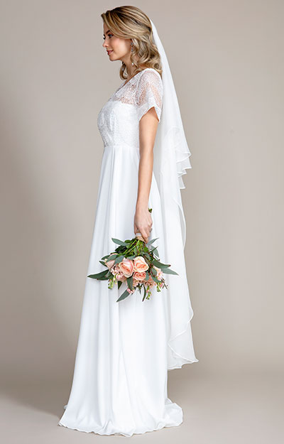 Silk Wedding Veil Long (Ivory White) by Alie Street