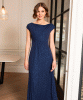 Cruise Cowl Neck Maxi Dress (Glitter Blue) by Alie Street