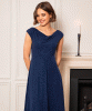 Darcie Cowl Neck Dress (Glitter Blue) by Alie Street