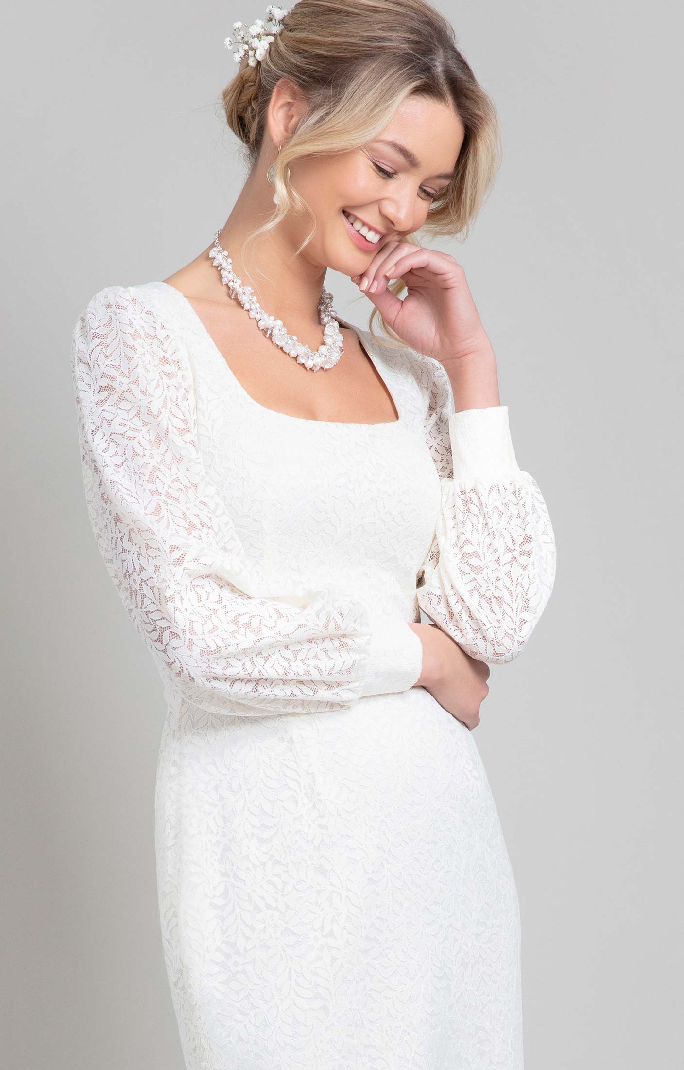 Alexis Lace Dress (Ivory) - Wedding Dresses, Evening Wear and