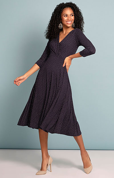 Kleid Annie Polka Dot Marine Taupe by Alie Street