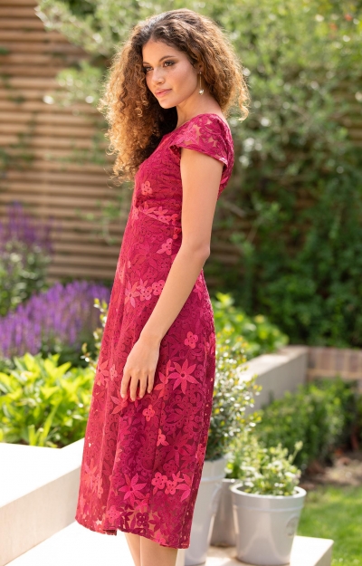 Charlotte Lace Dress (Azalea Red) by Alie Street