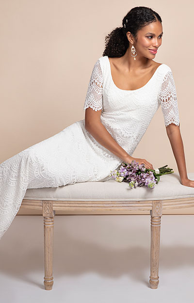 Claudia Lace Wedding Gown Bright Ivory by Alie Street