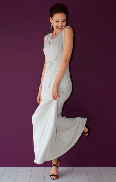 Cruise Cowl Neck Maxi Dress (Moonstone Shimmer) by Alie Street