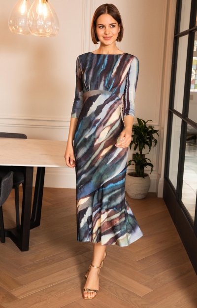 Maxine Asymmetric Dress (Ocean Blue) by Alie Street