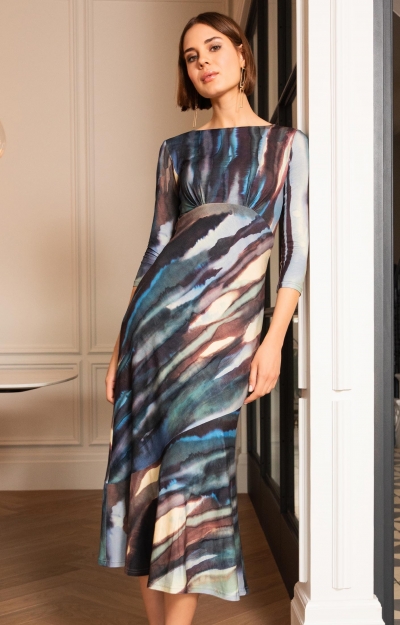 Maxine Asymmetric Dress (Ocean Blue) by Alie Street