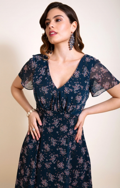 Miranda Dress (Ditsy Navy Floral) by Alie Street