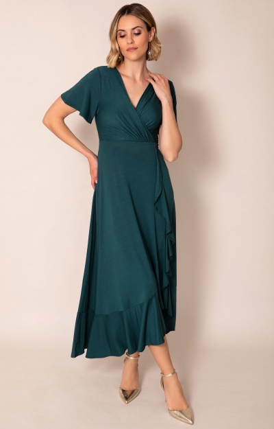 Waterfall Dress Petite (Pine Green) by Alie Street