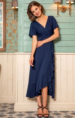 Waterfall Dress Navy