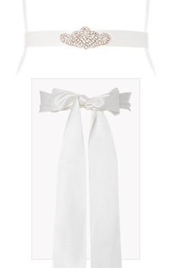Dahlia Diamante Sash Ivory