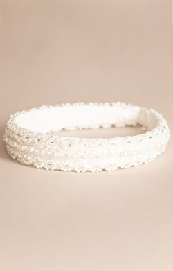 Headband Pearl Beaded Ivory Cream