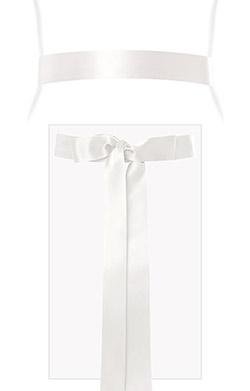 Smooth Satin Sash Slim Long Ivory
