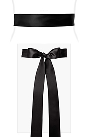 Smooth Satin Sash Long Black