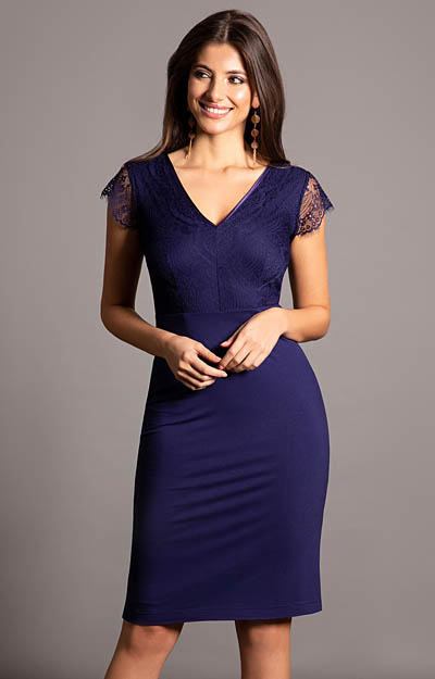 Bella Evening Shift Dress (Indigo Blue) by Alie Street