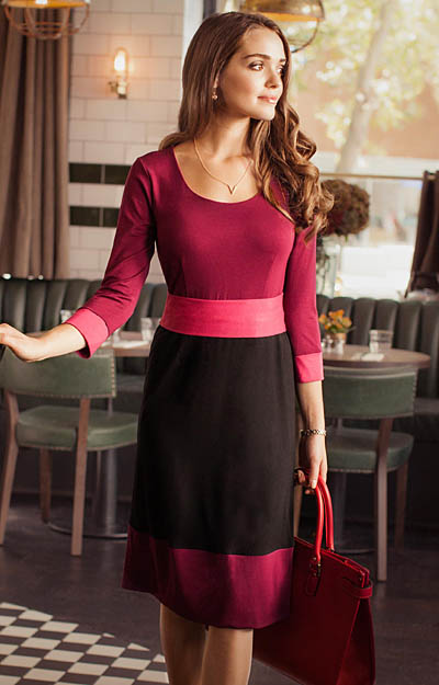 Colour Block Day Dress Berry by Alie Street