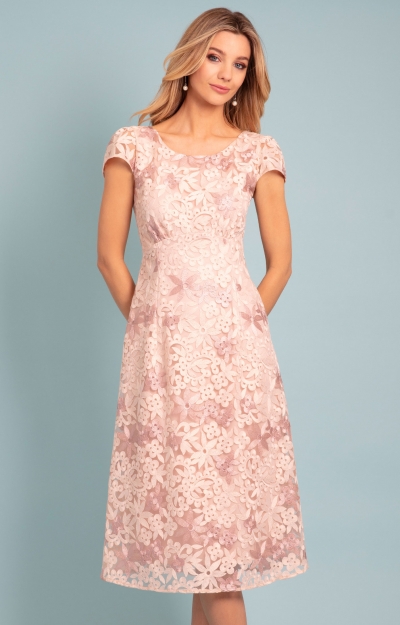 Charlotte Lace Dress (Coral Pink) by Alie Street