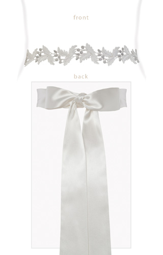 Grecian Embroidered Sash Silver/Ivory by Alie Street