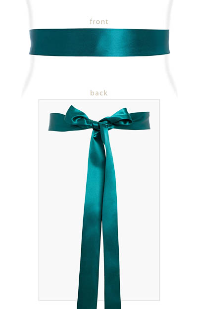 Smooth Satin Sash Slim Dark Teal by Alie Street