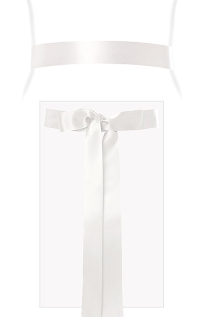 Smooth Satin Sash Slim Long Ivory by Alie Street Smooth Satin Sash Slim Long Ivory by Alie Street