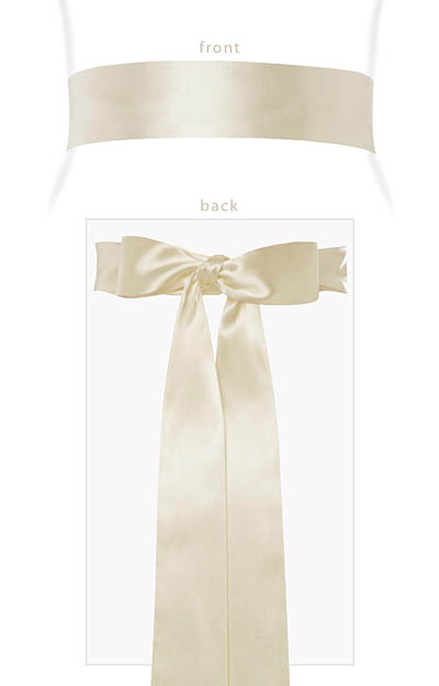 Smooth Satin Sash Long Cream by Alie Street